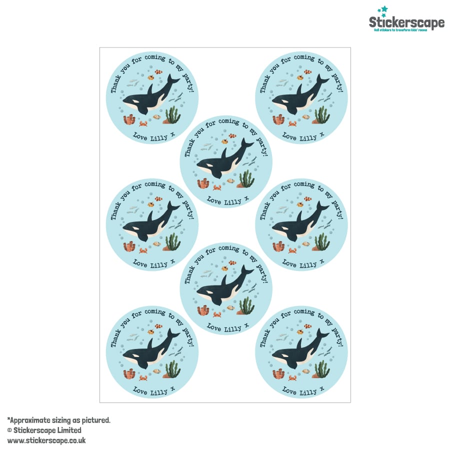 Underwater Party Labels sheet layout