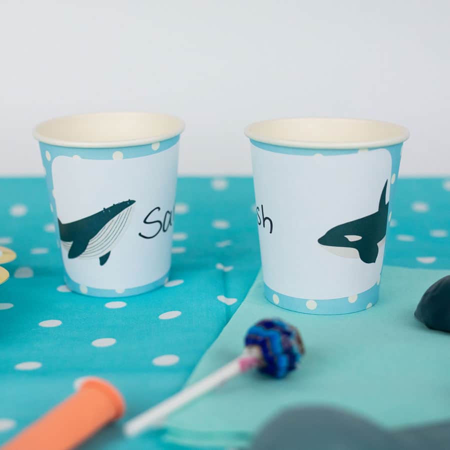 Underwater Party Labels on cups