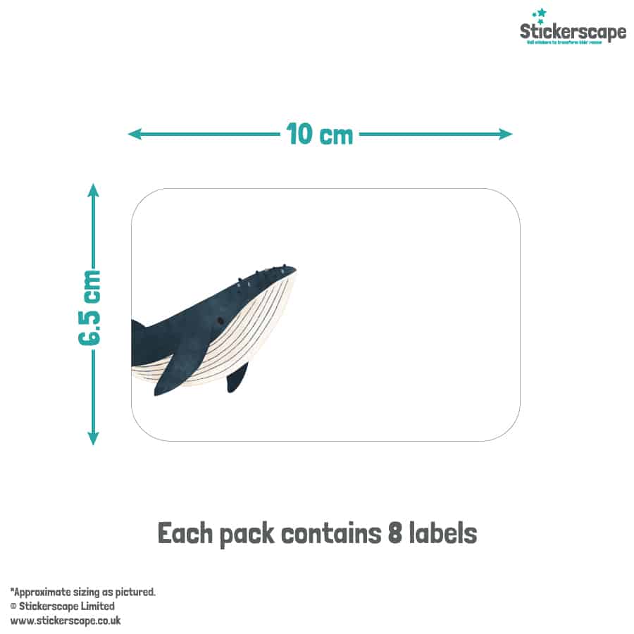 Underwater Party Labels size guide