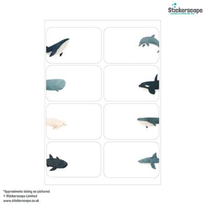 Underwater Party Labels sheet layout