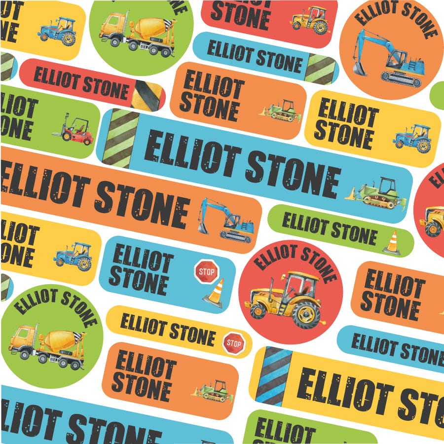 Construction Stick On Name Labels