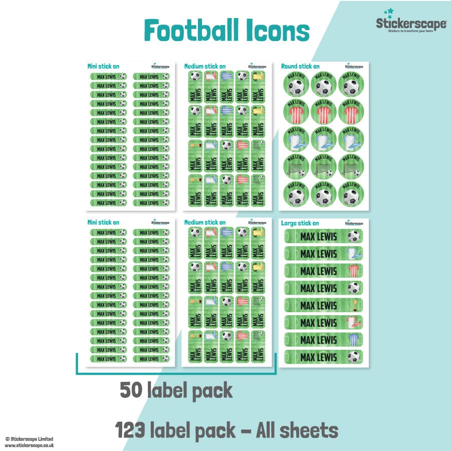 Football Name Label Pack stickers included
