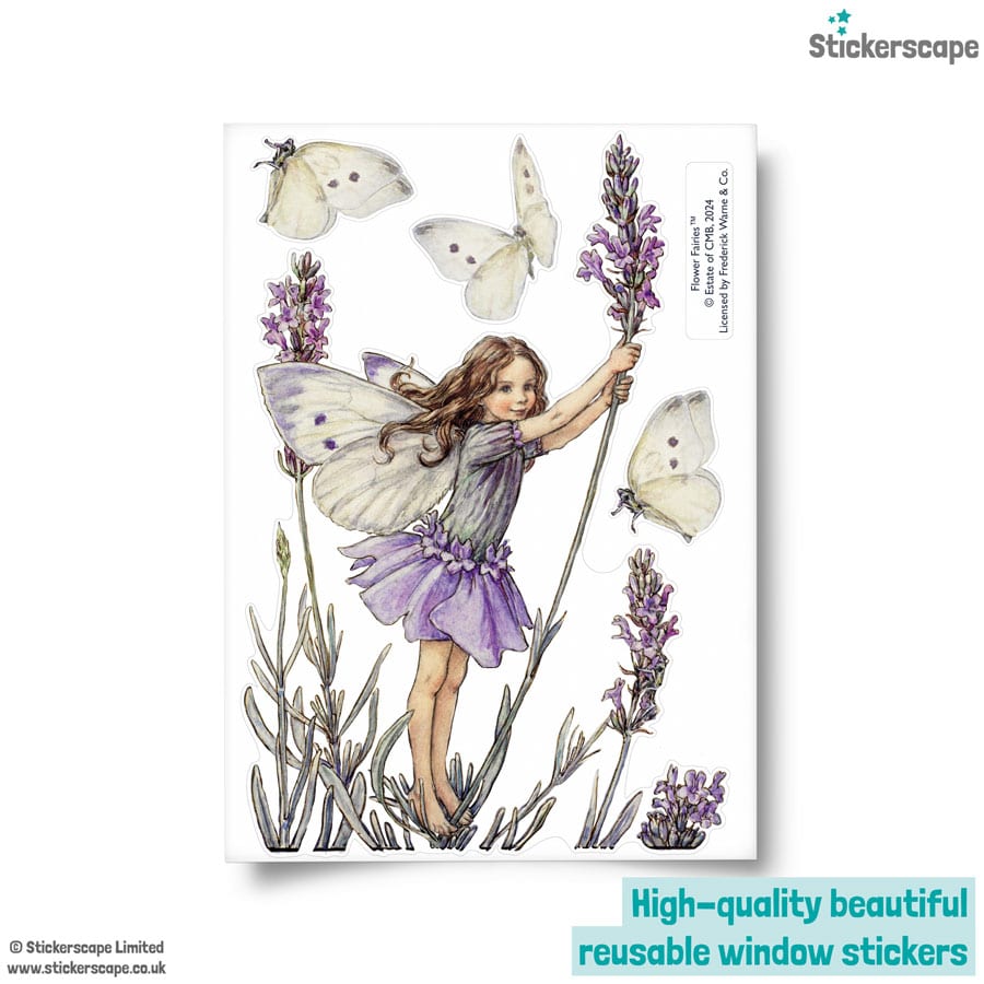 The Lavender Fairy Window Sticker showing what is included in the pack