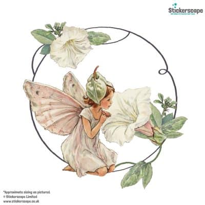Fairy Wreath wall sticker on a white background including the White Bindweed Fairy