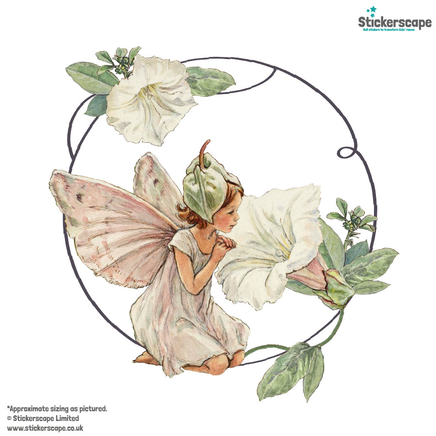 Fairy Wreath wall sticker on a white background including the White Bindweed Fairy