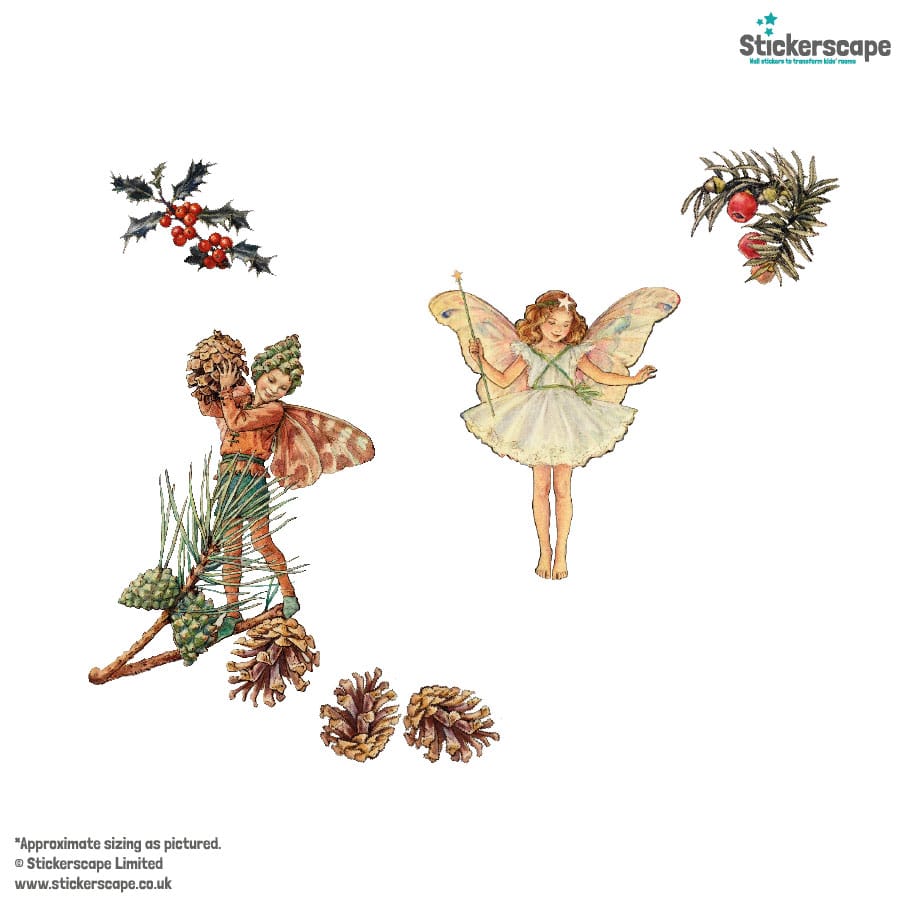 the winter fairies window stickers on a white background