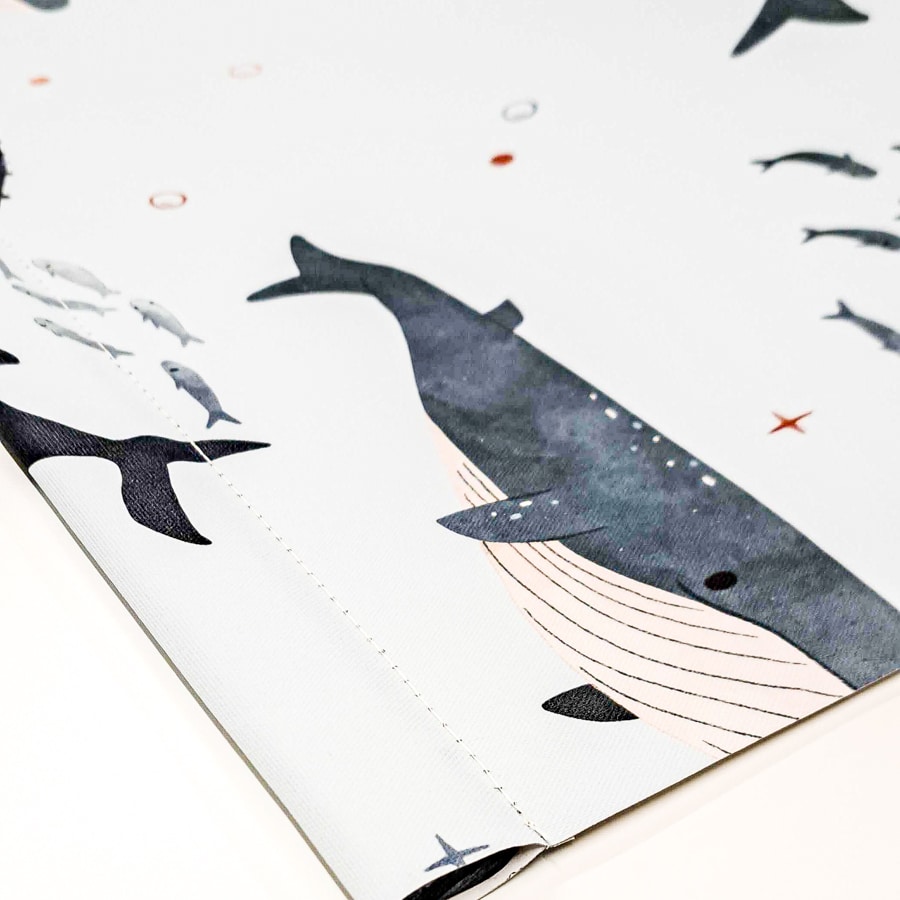 Whales and Fish Roller Blind close-up of pattern