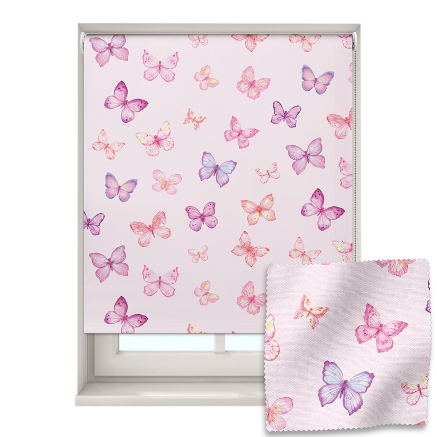 Pink Butterflies Roller Blind on a white background