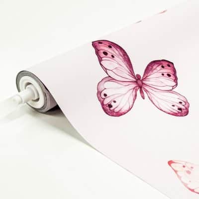 Pink Butterflies Roller Blind close-up with bracket