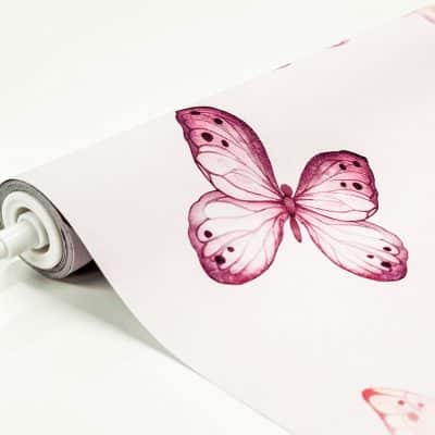 Pink Butterflies Roller Blind close-up with butterflies