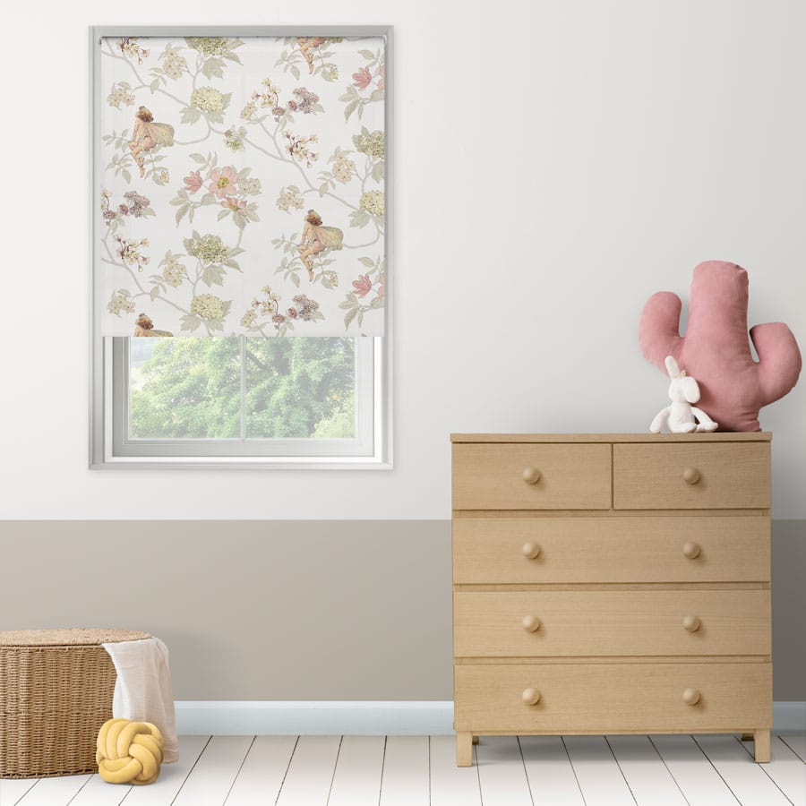 The Jasmine Flower Fairy roller blind in a child's room