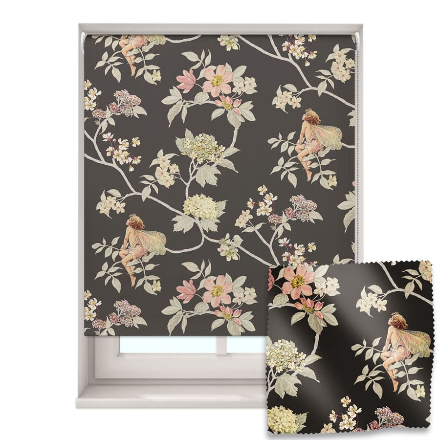 The Dark Jasmine Flower Fairy roller blind on a white background