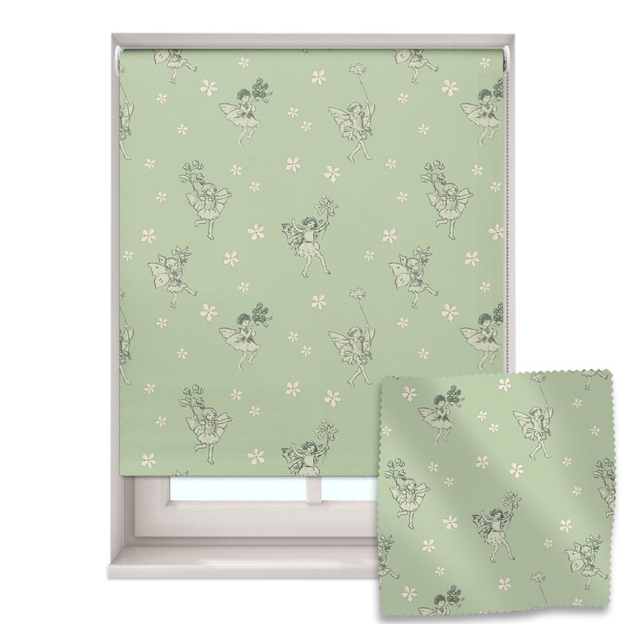 The Green Procession Flower Fairy roller blind on a white background