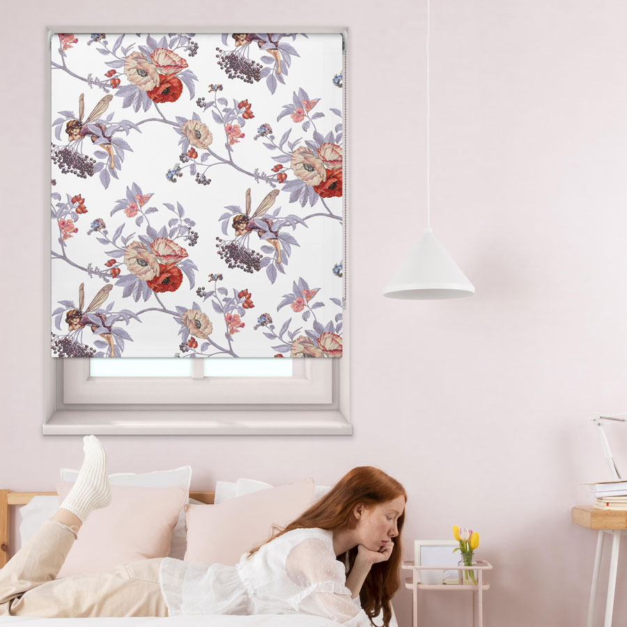 The Elderberry Flower Fairy roller blind in a teen girls bedroom