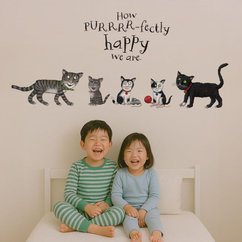 Tabby McTat Family Wall Sticker above a child's bed head