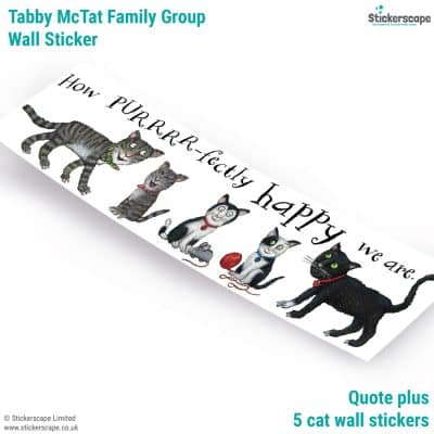 Tabby McTat Family Wall Sticker showing what's included on the sheet