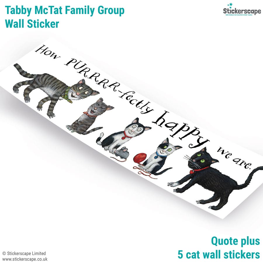 Tabby McTat Family Wall Sticker showing what's included on the sheet