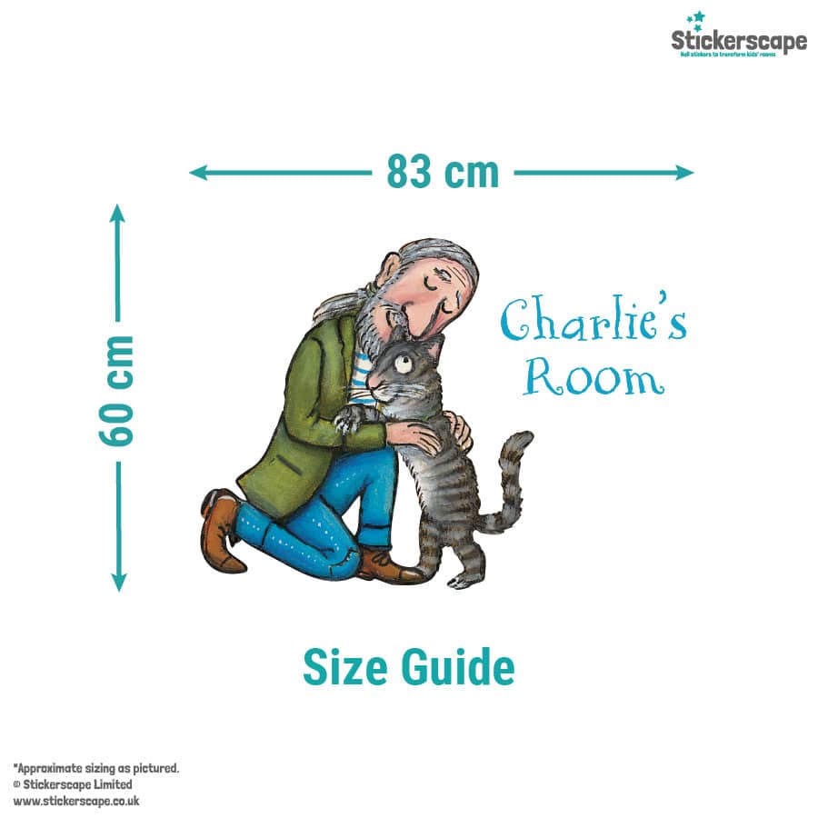 Personalised Tabby McTat Wall Sticker size guide