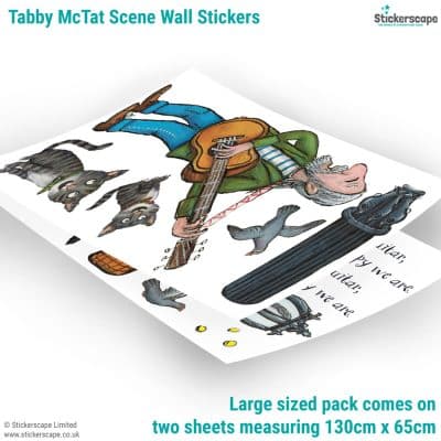 Tabby McTat Wall Stickers showing sheet layout of the large size pack