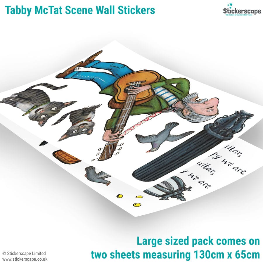 Tabby McTat Wall Stickers showing sheet layout of the large size pack