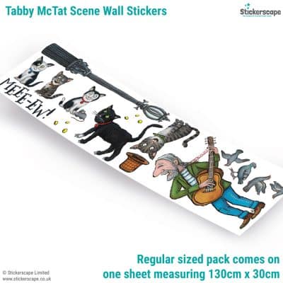 Tabby McTat Wall Stickers showing sheet layout of the regular size pack