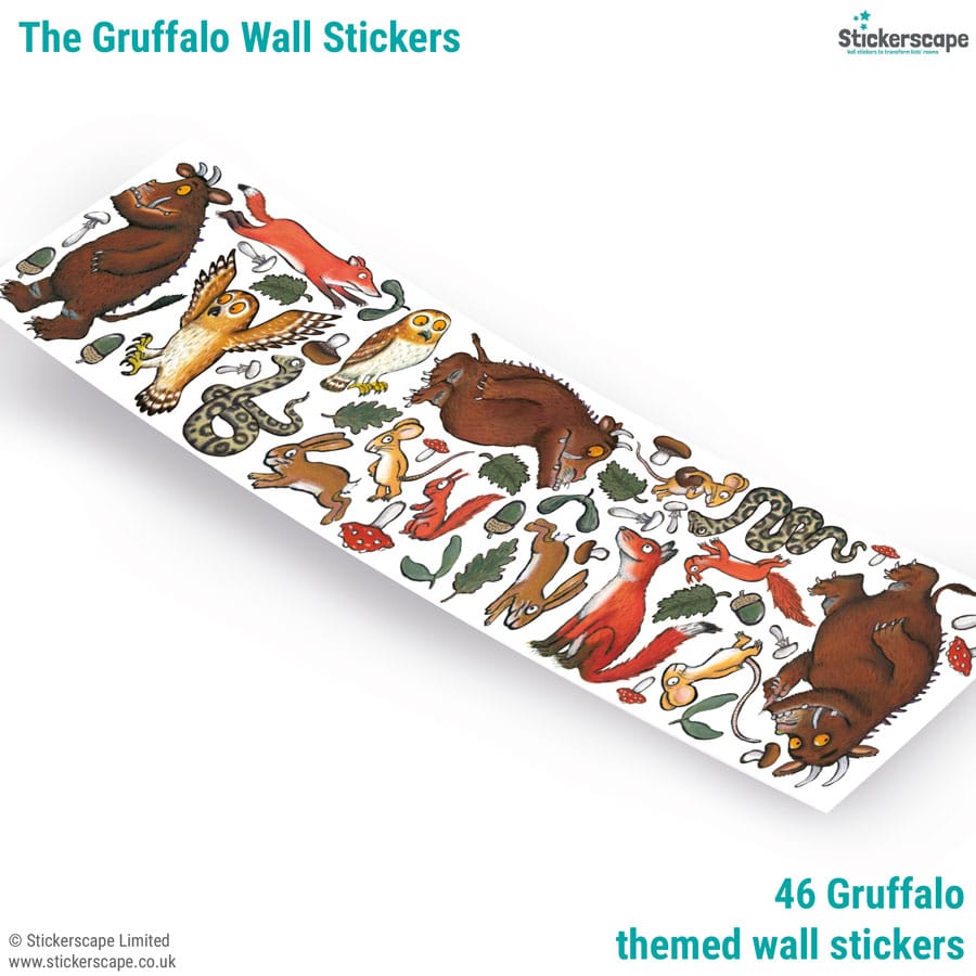 The Gruffalo Wall Stickers showing the sheet and what's included in the pack