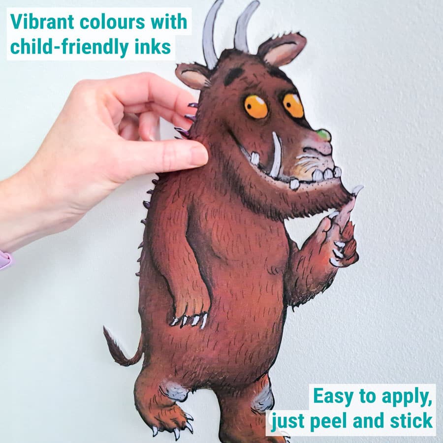 The Gruffalo Wall Stickers close-up showing the Gruffalo being applied to the wall