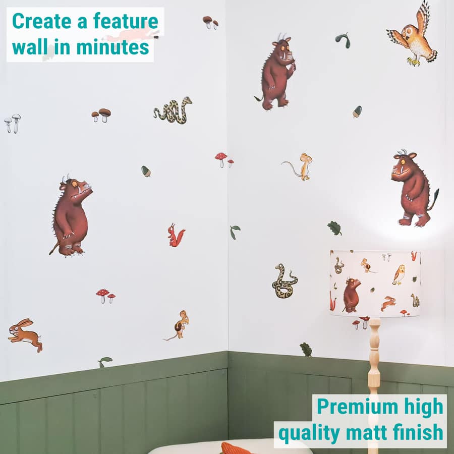 The Gruffalo Wall Stickers showing the set on a bedroom wall