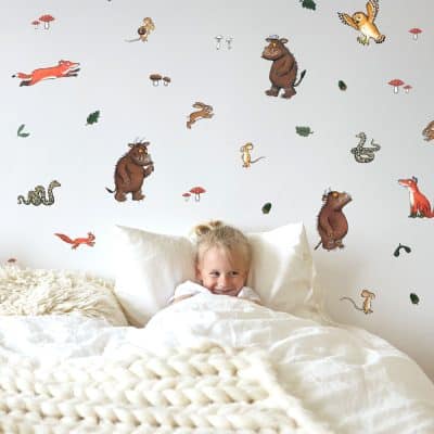 The Gruffalo Wall Stickers on a child's bedroom wall above a bed