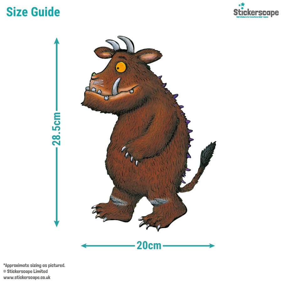 The Gruffalo Wall Stickers showing an example of the size of each element in the pack