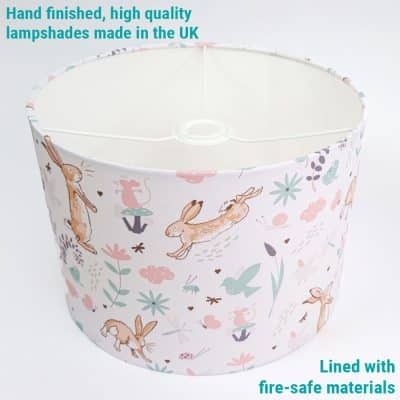Guess How Much I Love you lampshade showing the hand finished high quality finish and it's fire safe property