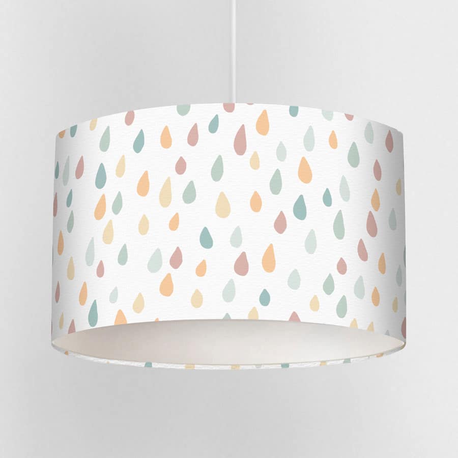 Pastel Raindrops Lampshade on a white background