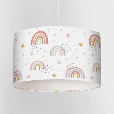 pastel rainbows lampshade on a white background
