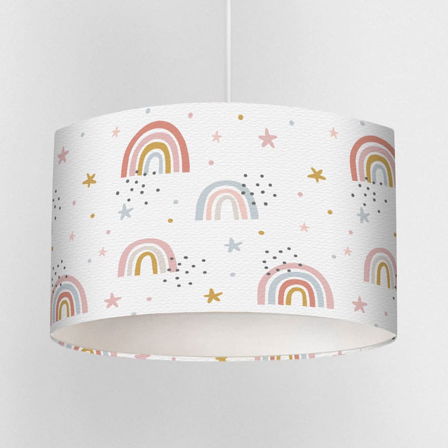 pastel rainbows lampshade on a white background