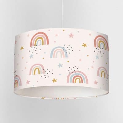 pink rainbows lampshade on a white background