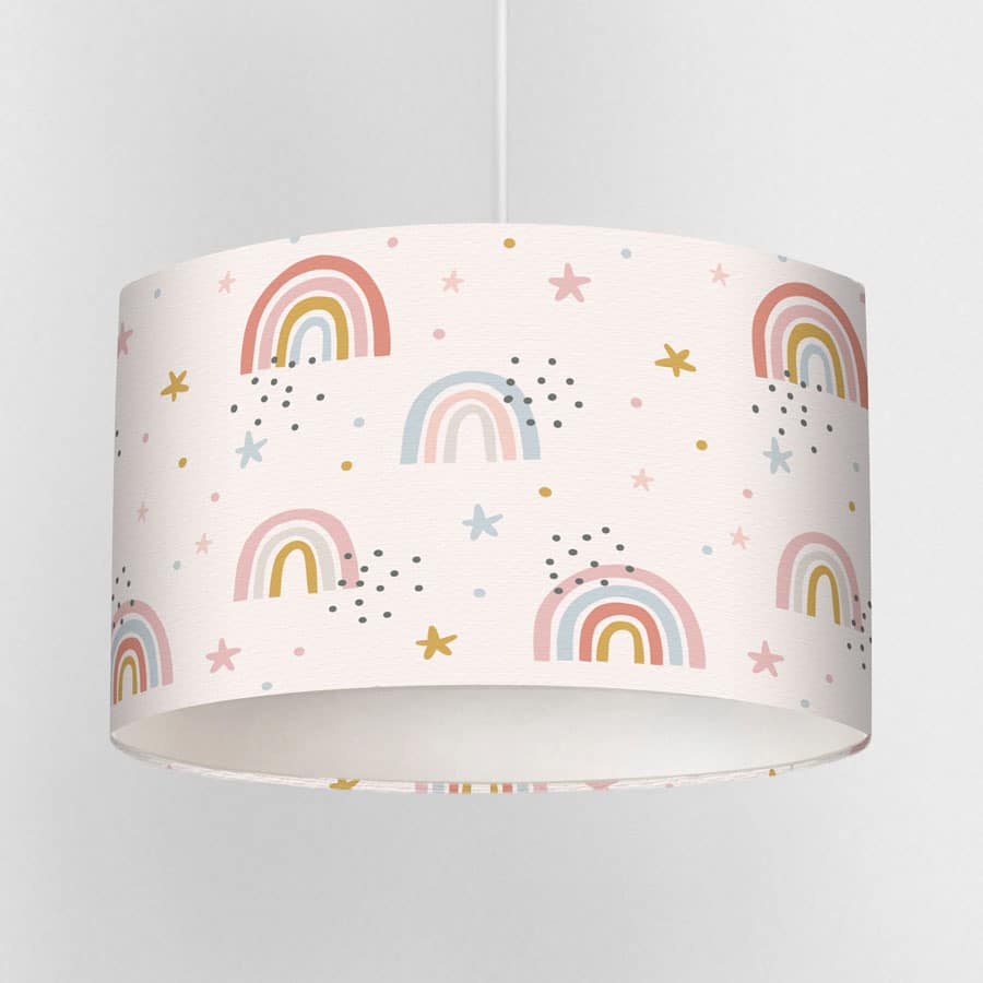 pink rainbows lampshade on a white background