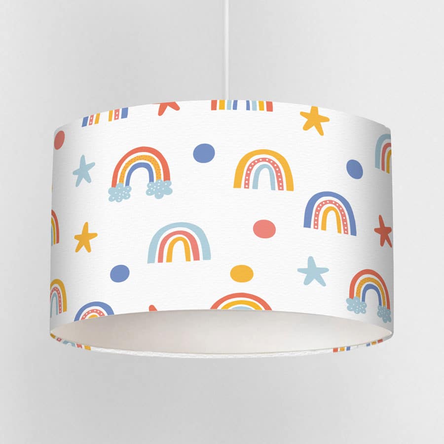 Bright Stars and Rainbows Lampshade on a white background