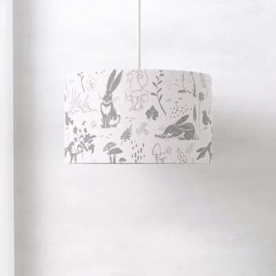 grey sketch hares lampshade on a white background from guess how much I love you lampshade collection