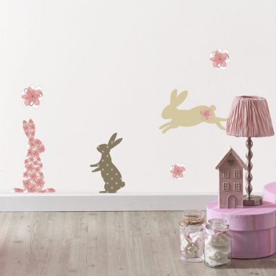 Pink bunny wall stickers | Nursery wall stickers | Stickerscape | UK