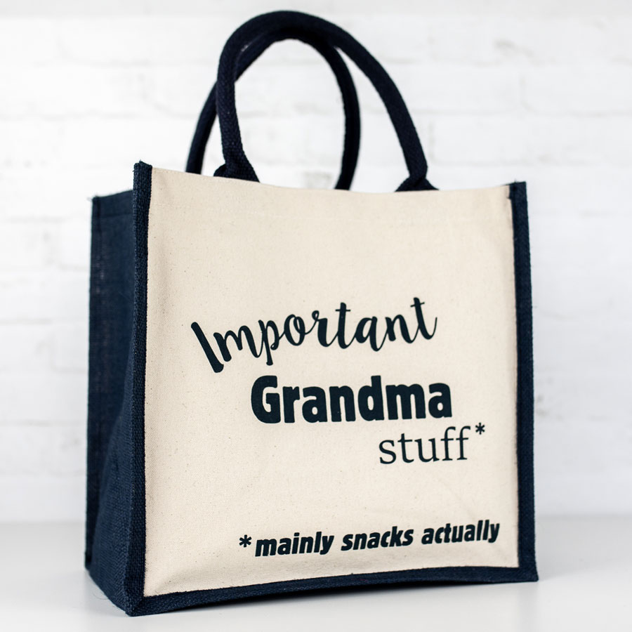 Important Grandma canvas bag (Navy) perfect gift for Grandma for Mothers Day or birthdays