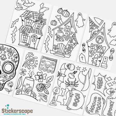 Halloween Colour-in Mega Bundle | Halloween Window stickers | Stickerscape