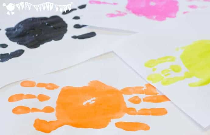 Hand print spiders great Halloween craft idea for young children in different colours