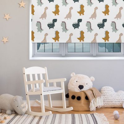 Cute Dinos roller blind includes a dinosaur themed roller blind perfect for decorating a children's room