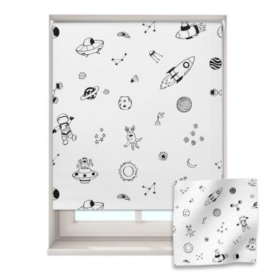 Monochrome Space roller blind includes a space themed roller blind perfect for decorating a children's room
