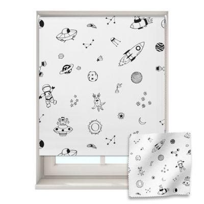 Monochrome Space roller blind includes a space themed roller blind perfect for decorating a children's room