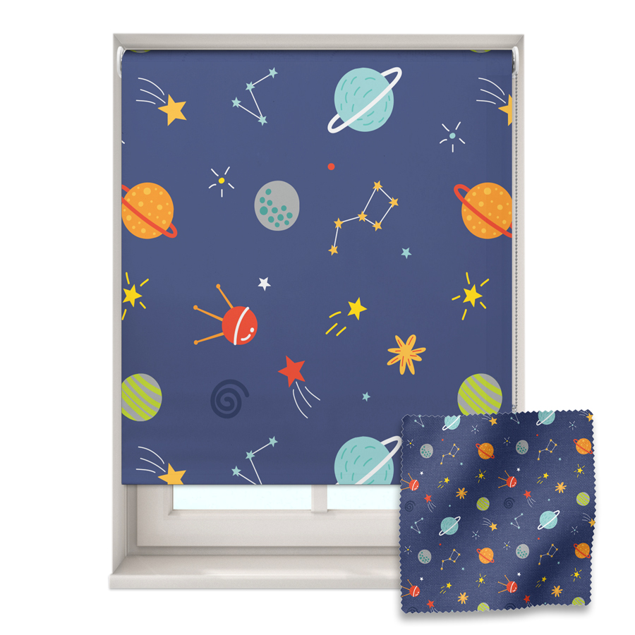 Multicoloured Space roller blind includes a space themed roller blind perfect for decorating a children's room