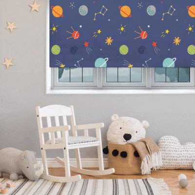 Multicoloured Space roller blind includes a space themed roller blind perfect for decorating a children's room