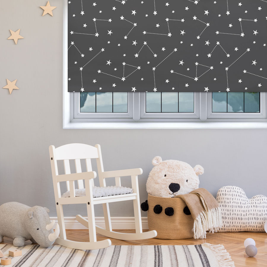 Dark Constellations roller blind includes a space themed roller blind perfect for decorating a children's room