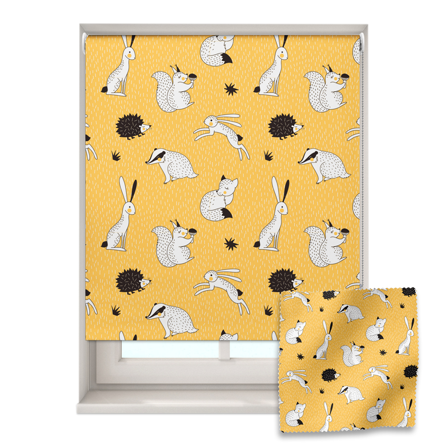 Yellow Woodland roller blind includes a space themed roller blind perfect for decorating a children's room