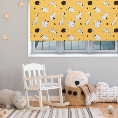 Yellow Woodland roller blind includes a space themed roller blind perfect for decorating a children's room